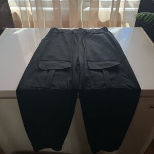 Womans black cargo joggers with drawstring